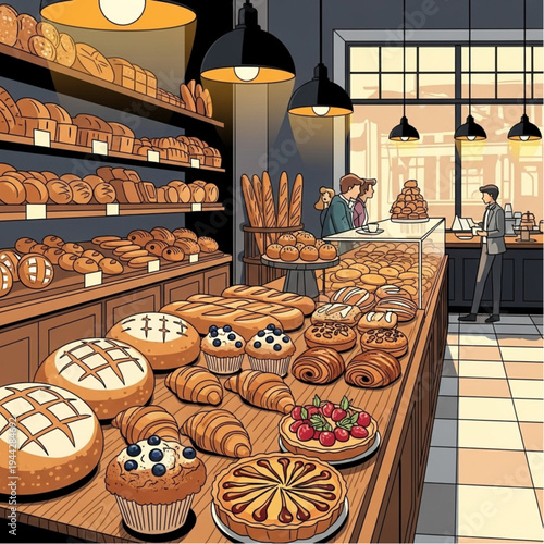 Assorted Pastries and Cakes on Display.