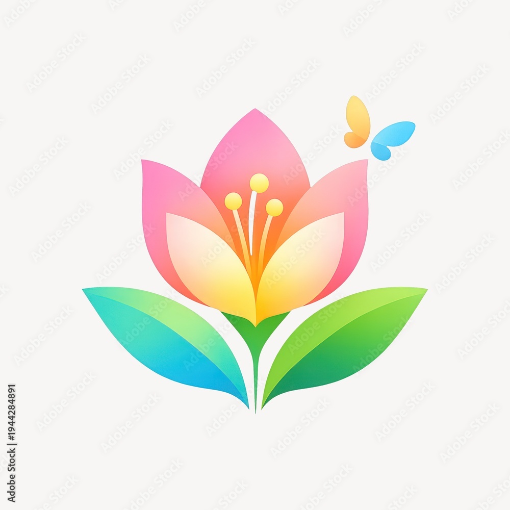 Fototapeta premium Colorful flower with butterfly