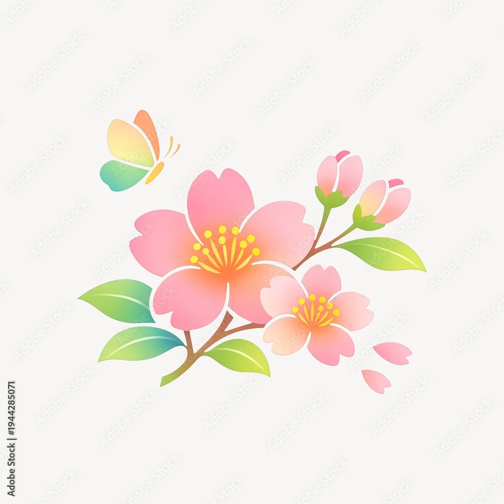 Fototapeta premium Delicate blossoms with butterfly