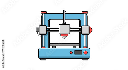 3d printer Vector Illustration, Flat Design, Technology, Manufacturing, Innovation