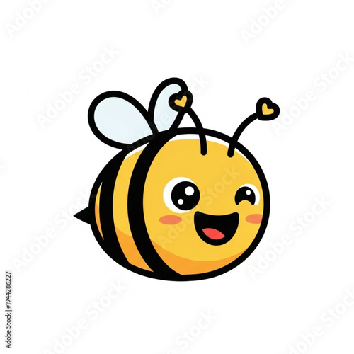 Happy Cartoon Bee Character Illustration.