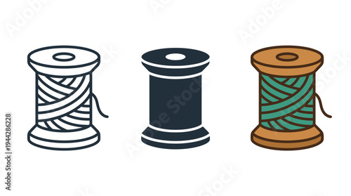 Colorful Thread Spools on White Background