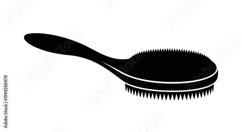 Black Hair Brush Silhouette Icon, Isolated on White Background, Hair Care Tool