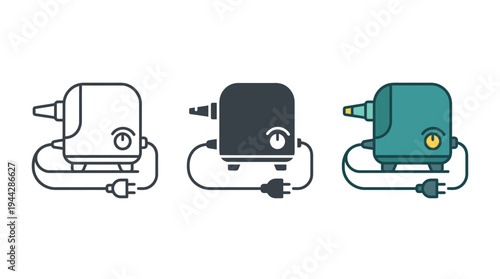 Medical Nebulizer Device Breathing Treatment Line Icon Set Isolated on White Background