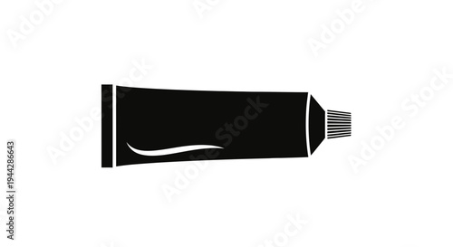 Black silhouette of a toothpaste tube with a wavy line on white background