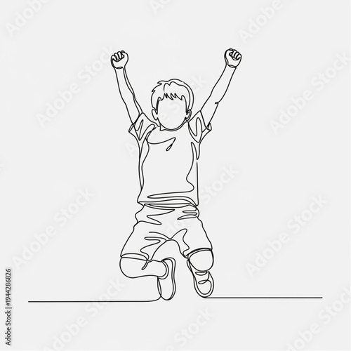 Man Jumping with Arms Raised in Joy.