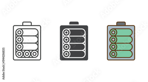 Battery Charge Level Indicator Icons Vector Set Isolated on White