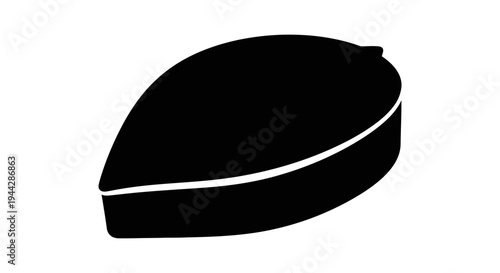 Black Beret Hat Icon Silhouette, Minimalist French Fashion Accessory