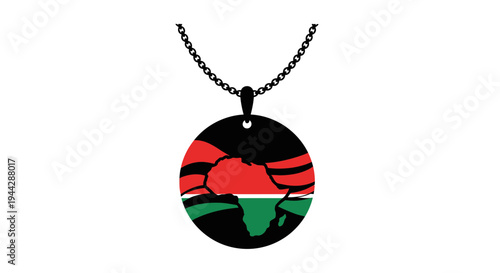 African continent pendant with Pan-African flag colors, symbolizing heritage and identity