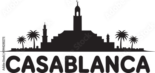 Casablanca city skyline silhouette vector art for architecture and travel design projects