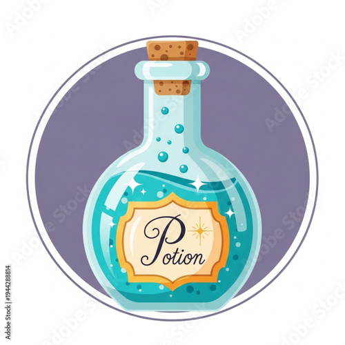 Illustration of Potion Bottle with Label.