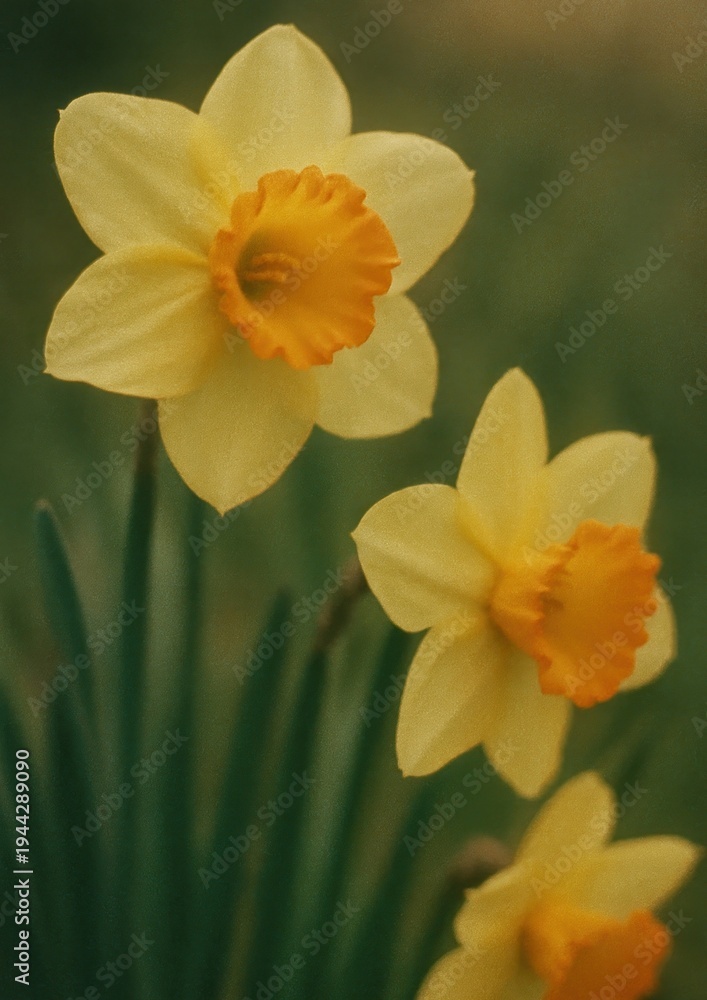 Fototapeta premium Vibrant yellow daffodils in bloom.