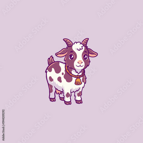 Cute Goat With Bell Illustration
