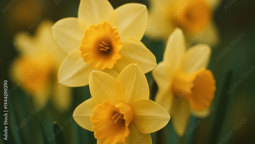 Fototapeta premium Vibrant yellow daffodils in bloom.