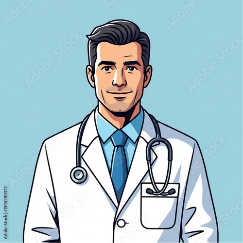 Male Doctor Wearing White Lab Coat.