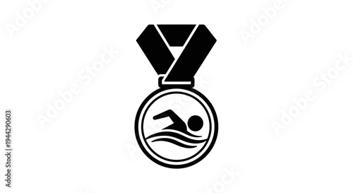 Swimming Medal Icon: Award for Champion Swimmer in Competition