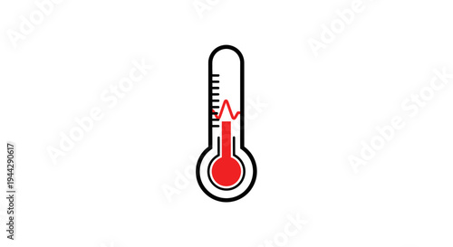 Thermometer Showing High Temperature, Hot Weather Concept Icon