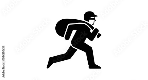 Thief Icon Running with Stolen Bag