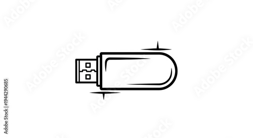 USB Flash Drive Icon Outline, Portable Storage Device Symbol, Data Storage Technology