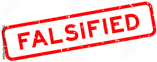 Grunge red falsified word square rubber seal stamp on white background
