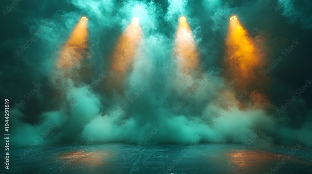 Fototapeta premium Dramatic stage lighting effect with smoke