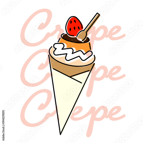 イチゴとクレープのイラスト