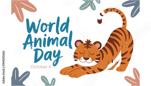 A tiger illustration celebrating World Animal Day on October 4