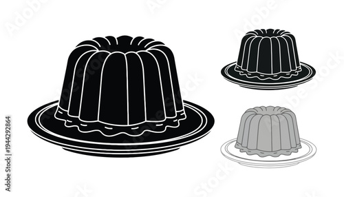 A set of cake illustrations in different shades and sizes