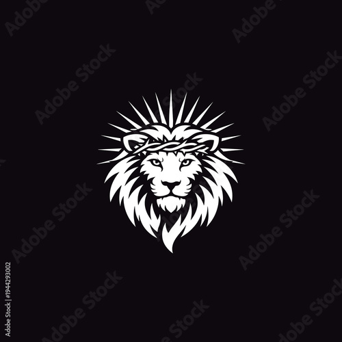 Stylized logo of Jesus Christ with a lion face and radiant crown.eps