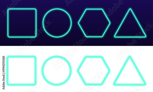 Neon outline with radiant multicolor glow and gradient flow vector