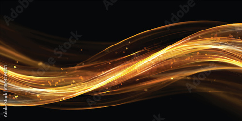 This abstract fractal background features glowing waves of light and color in a dynamic motion design, blending technology and energy into a bright flow of curved lines against a black space