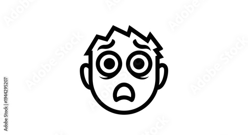 Shocked Face Icon, Scared Expression, Fear Emotion, Surprise Icon, Wide Eyes, Open Mouth