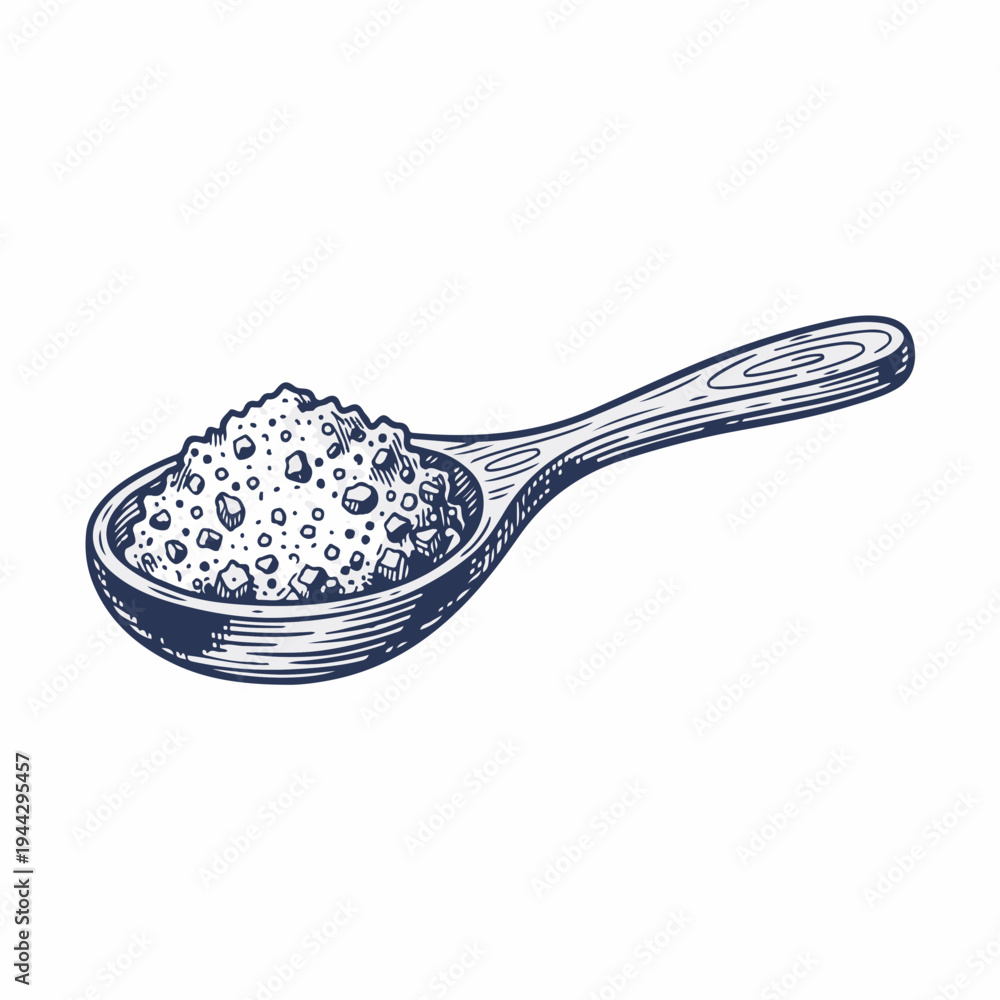 custom made wallpaper toronto digitalBrown sugar scrub on wooden spoon. Vintage woodcut style vector graphic. Spa and skincare ingredient concept