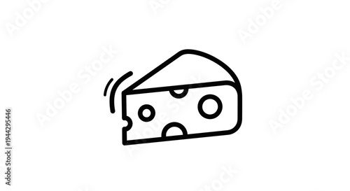 Simple Line Art Icon of a Cheese Wedge with Holes