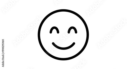 Simple Line Art Emoji Face Smiling Happy Joyful Expression Icon
