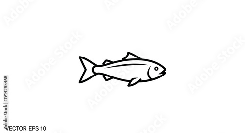 Simple Line Art Icon of a Fish, Vector Illustration