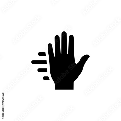 Hand flapping stimming silhouette icon. Autism awareness and neurodiversity symbol. Solid black vector illustration isolated on white background