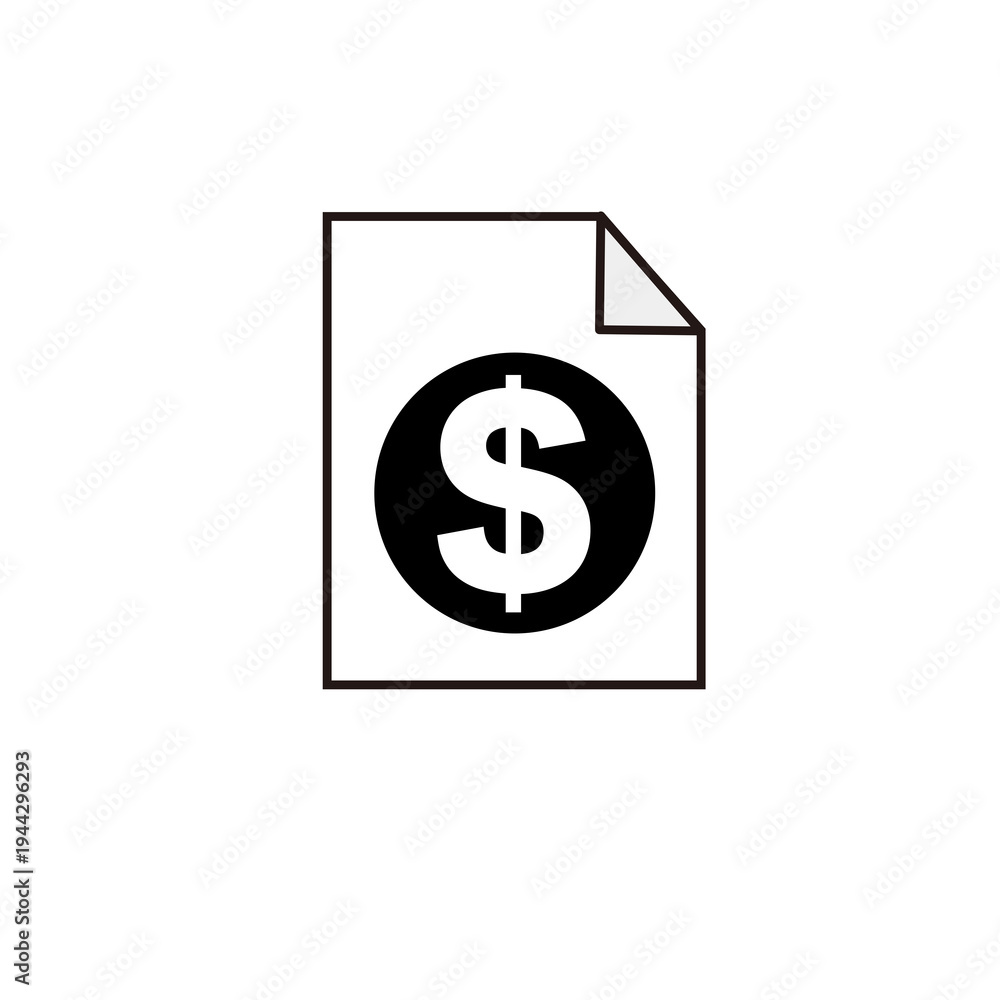 Obraz premium ドルマーク付き書類アイコン 請求書や会計書類