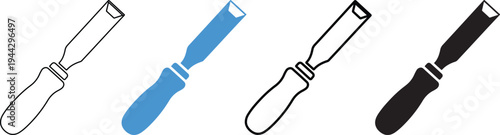 Four chisel tools depicted in varying colors and outlines