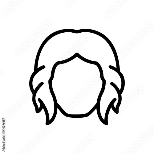 A line drawing of a woman's head with long hair