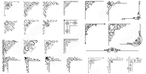 Decorative corner frame set. Vintage corner set. vector frame corners 