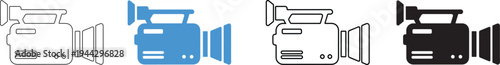 Four variations of a security camera icon in different colors
