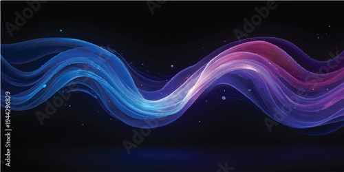 A dynamic blue abstract wallpaper design featuring glowing fractal curves and flowing wave patterns that create a vibrant motion effect with light energy lines on a textured vector backdrop