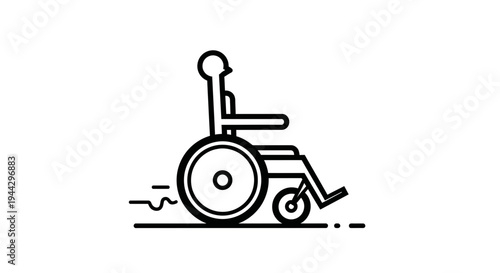 Person in Wheelchair Icon Moving Fast, Disability Mobility Symbol, Accessible Transportation