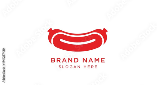 Red hot dog sausage logo design on a white background, perfect for food brands.