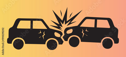 Frontalcarcrashaccidentillustrationwithimpactanddamage