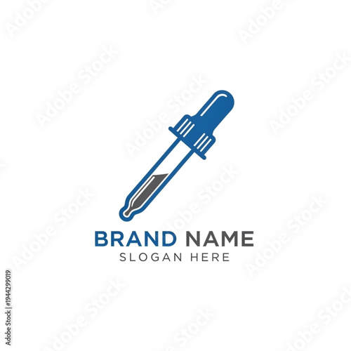 Modern blue and gray dropper icon for brand identity or scientific use.