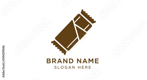 Minimalist Chocolate Bar Logo Design with Brand Name and Slogan Placeholder.