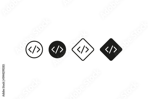 Code brackets developer programming icons set minimal vector style
