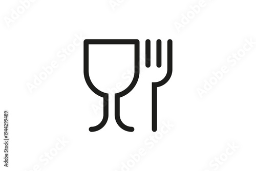 Minimal wine glass and fork food safe symbol icon